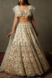 Ritu Kumar Off white embroidered lehenga set Online Shopping