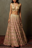 Ritu Kumar Peach embroidered lehenga set Online Shopping