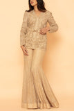 Ritika Mirchandani Gold geometric embellished jacket sharara set Online Shopping