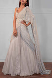 Ritika Mirchandani Ivory and gold pre-stitched sari set Online Shopping