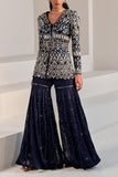 Ritika Mirchandani Navy blue embroidered kurta set Online Shopping