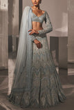 Ritika Mirchandani Ice blue resham and sequin embroidered lehenga set Online Shopping