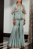 Ridhi Mehra Blue embroidered peplum set Online Shopping