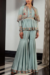 Ridhi Mehra Blue embroidered peplum set Online Shopping