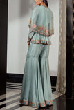 Ridhi Mehra Blue embroidered peplum set Online Shopping