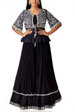 Ridhi Mehra Black peplum and sharara set Online Shopping