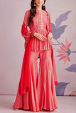 Ridhi Mehra Red printed peplum and gharara set Online Shopping