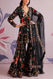 Ridhi Mehra Black floral anarakali gharara set Online Shopping