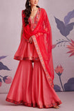 Ridhi Mehra Red printed anarkali gharara set Online Shopping