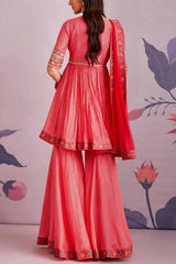 Ridhi Mehra Red printed anarkali gharara set Online Shopping