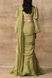 Ridhi Mehra Apple green ruffle sari and blouse Online Shopping