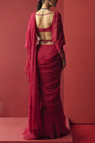 Ridhi Mehra Fuschia ruffle sari set Online Shopping