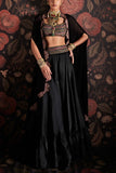 Ridhi Mehra Black tiered gharara and cape set Online Shopping