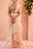 Ridhi Mehra Ivory raw silk ruffle sari set Online Shopping