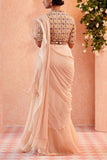 Ridhi Mehra Ivory raw silk ruffle sari set Online Shopping