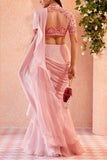 Ridhi Mehra Light pink ruffle sari set Online Shopping