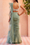 Ridhi Mehra Sea green ruffle sari set Online Shopping