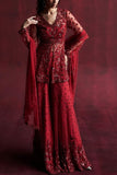 Rococo By Raghvi Red sequin embroidered sharara set Online Shopping