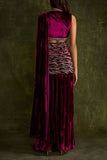 Sanya Gulati Mulberry bead embroidered pre-draped sari set Online Shopping