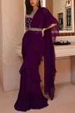 Sana Barreja Purple pre-stitched sari set Online Shopping