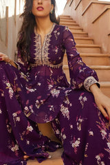 Sana Barreja Purple printed peplum and sharara set Online Shopping