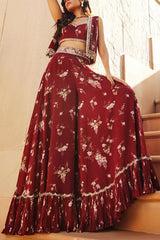 Sana Barreja Red printed sharara set Online Shopping