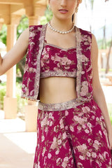 Sana Barreja Fuchsia printed sharara set Online Shopping