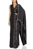 Sana Barreja Georgette black draped sari gown Online Shopping