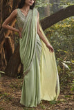 Sana Barreja Mint green embellished sari set Online Shopping