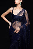 Sawan Gandhi Midnight blue net sari set Online Shopping