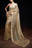 Sawan Gandhi Golden sequin sari set Online Shopping