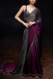 Sawan Gandhi Grey and wine ombre sari set Online Shopping