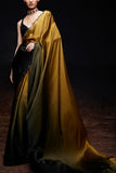 Sawan Gandhi Mustard and black ombre sari set Online Shopping