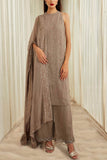 Sawan Gandhi Taupe sequin embellished kurta set Online Shopping