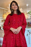 Seema Gujral Red floral and paisley embroidery sharara set Online Shopping