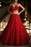 Seema Gujral Red sequin embellished lehenga set Online Shopping