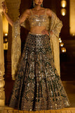 Seema Gujral Bottle green lehenga set Online Shopping