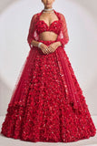 Seema Gujral Red floret embellished lehenga set Online Shopping