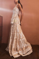 Seema Gujral Champagne sequin embellished sharara set Online Shopping