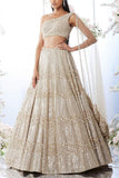 Seema Gujral Champagne sequin embellished lehenga set Online Shopping