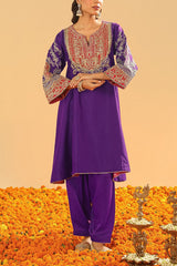 Sheetal Batra Purple Kashmiri tilla embroidered kurta set Online Shopping