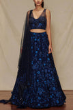 Shriya Som Deep blue embellished lehenga set Online Shopping