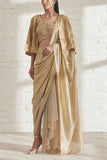 Shweta Kapur Gold draped sari and cape Online Shopping