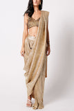 Shweta Kapur Gold metallic concept sari Online Shopping