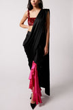 Shweta Kapur Black and fuchsia draped sari Online Shopping