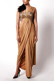 Shweta Kapur Gold jersey sari Online Shopping