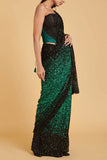 Siddartha Tytler Emerald and black embellished sari set Online Shopping