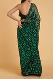 Siddartha Tytler Emerald embroidered sari set Online Shopping