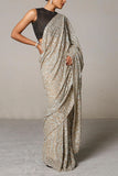 Siddartha Tytler Pewter sequinned sari set Online Shopping