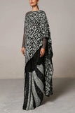 Siddartha Tytler Black and grey sequin sari set Online Shopping